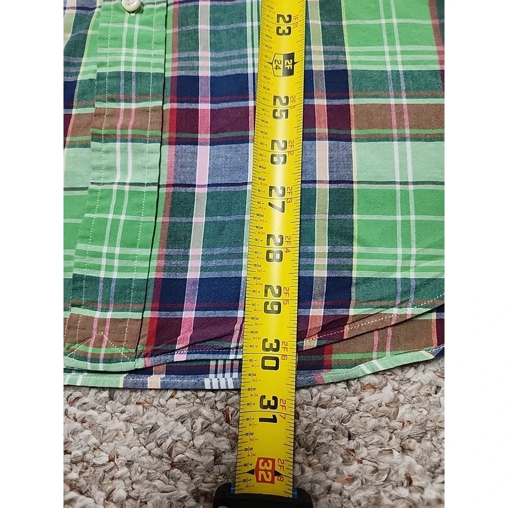 Ralph Lauren Shirt Men L Green Pink Multi Plaid Button Up Classic Fit Short Slee